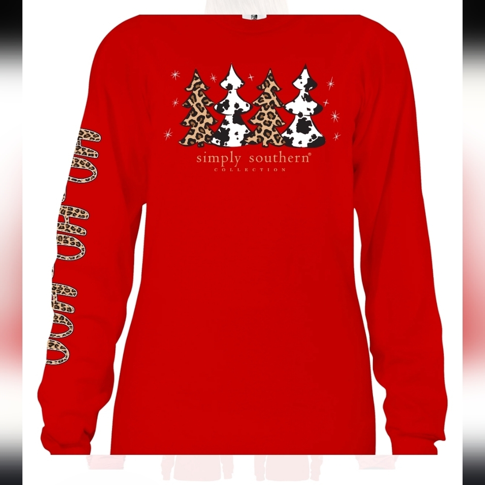 Simply Southern Shirt Womens Large Red Long Sleeve Santa Believe Christmas Tee